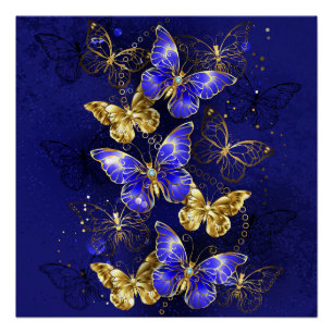 Compositie met Sapphire Butterflies Perfect Poster