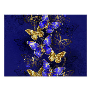 Compositie met Sapphire Butterflies Perfect Poster