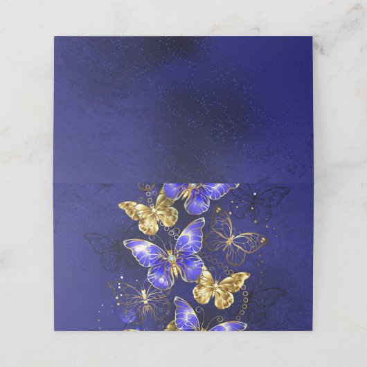 Compositie met Sapphire Butterflies Plaatskaartje (Buitenkant ongevouwen)