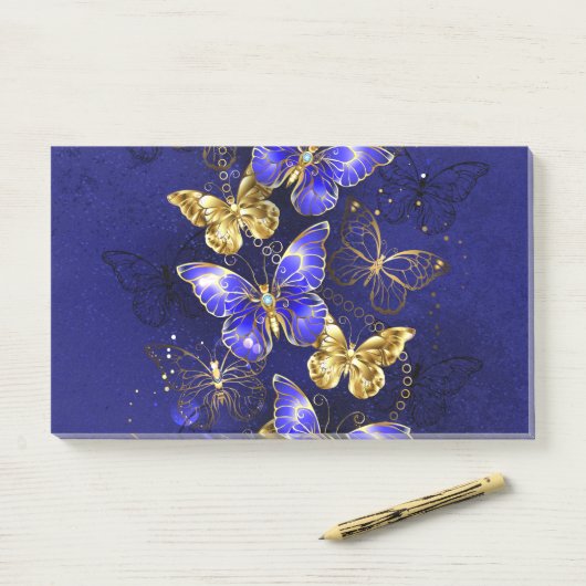 Compositie met Sapphire Butterflies Post-it® Notes (Op bureau)