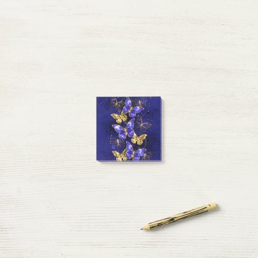 Compositie met Sapphire Butterflies Post-it® Notes (Op bureau)