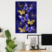 Compositie met Sapphire Butterflies Poster (Thuiskantoor)