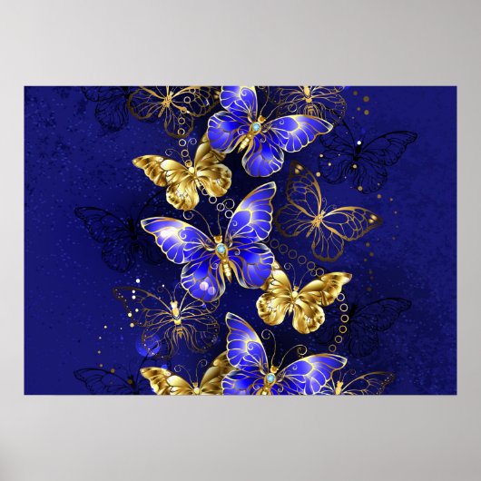 Compositie met Sapphire Butterflies Poster (Voorkant)