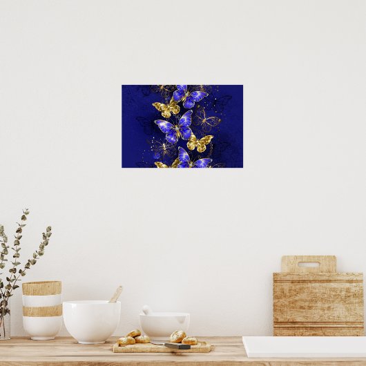 Compositie met Sapphire Butterflies Poster (Keuken)