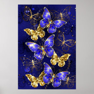 Compositie met Sapphire Butterflies Poster
