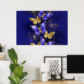Compositie met Sapphire Butterflies Poster (Thuiskantoor)