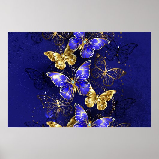 Compositie met Sapphire Butterflies Poster (Voorkant)