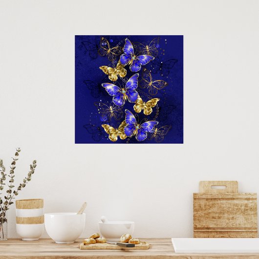 Compositie met Sapphire Butterflies Poster (Keuken)