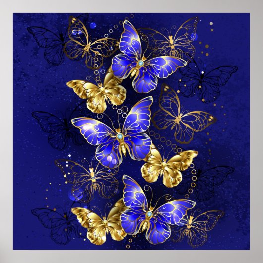 Compositie met Sapphire Butterflies Poster (Voorkant)