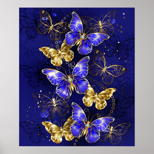 Compositie met Sapphire Butterflies Poster (Voorkant)