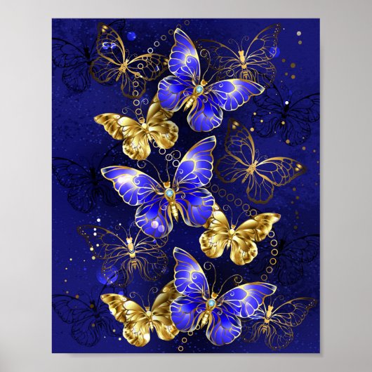 Compositie met Sapphire Butterflies Poster (Voorkant)