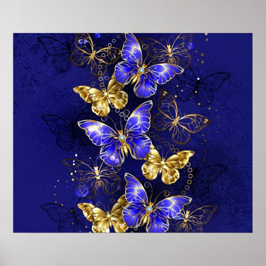 Compositie met Sapphire Butterflies Poster (Voorkant)