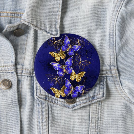 Compositie met Sapphire Butterflies Ronde Button 4,0 Cm (In situ)