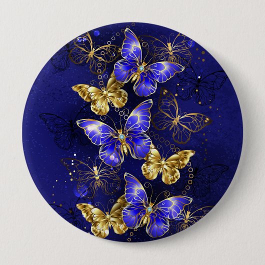 Compositie met Sapphire Butterflies Ronde Button 4,0 Cm (Voorkant)