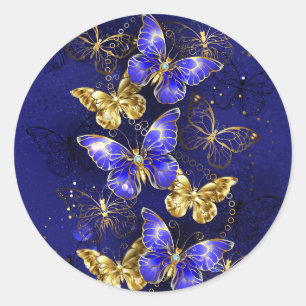 Compositie met Sapphire Butterflies Ronde Sticker