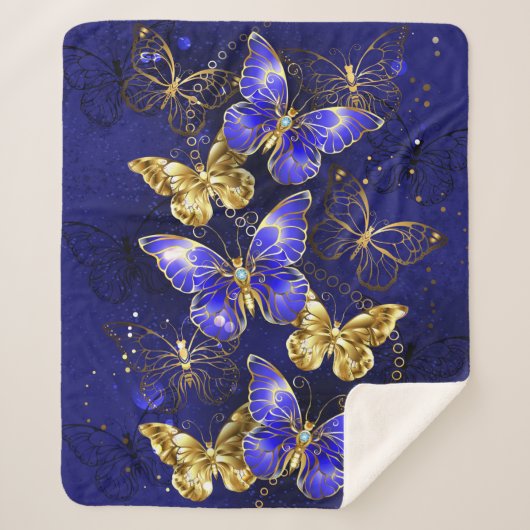 Compositie met Sapphire Butterflies Sherpa Deken (Voorkant)