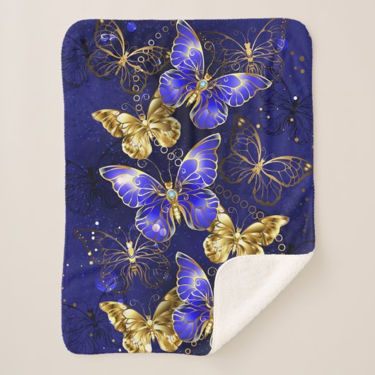 Compositie met Sapphire Butterflies Sherpa Deken (Voorkant)