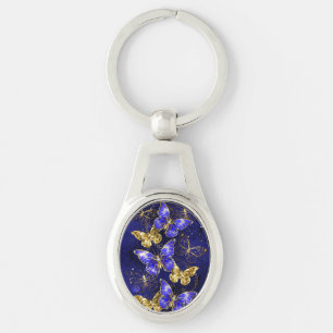 Compositie met Sapphire Butterflies Sleutelhanger