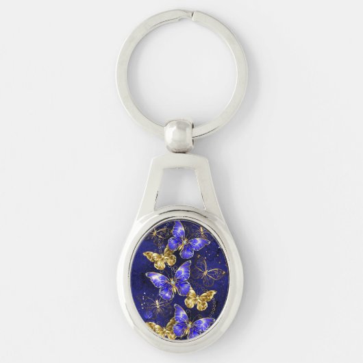 Compositie met Sapphire Butterflies Sleutelhanger (Voorkant)