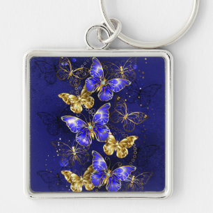 Compositie met Sapphire Butterflies Sleutelhanger