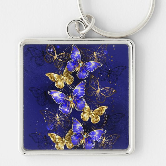 Compositie met Sapphire Butterflies Sleutelhanger (Voorkant)