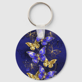 Compositie met Sapphire Butterflies Sleutelhanger