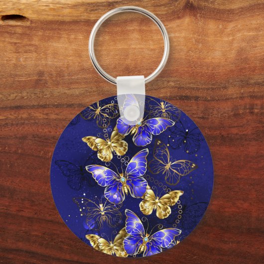 Compositie met Sapphire Butterflies Sleutelhanger (Voorkant)