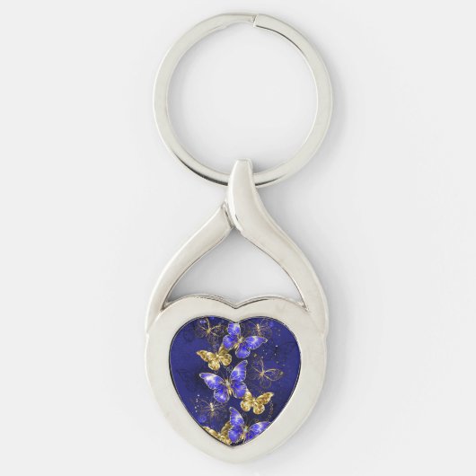 Compositie met Sapphire Butterflies Sleutelhanger (Voorkant)