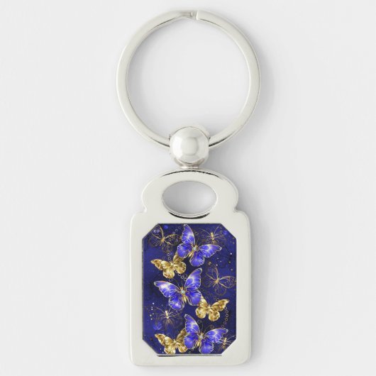 Compositie met Sapphire Butterflies Sleutelhanger (Voorkant)