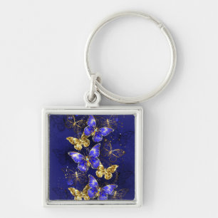 Compositie met Sapphire Butterflies Sleutelhanger