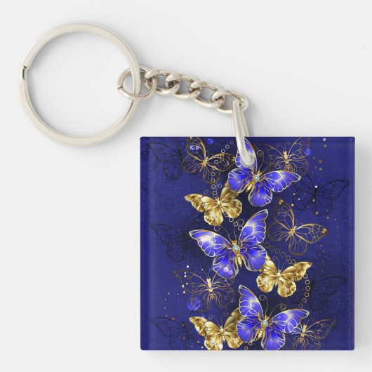 Compositie met Sapphire Butterflies Sleutelhanger (Voorkant)
