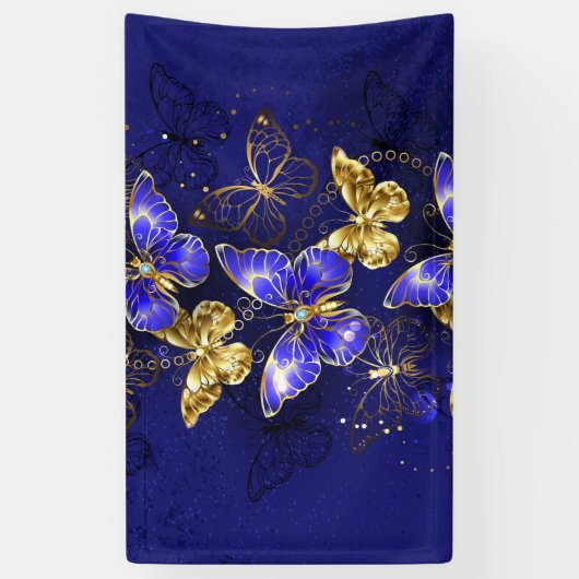 Compositie met Sapphire Butterflies Spandoek (Verticaal)
