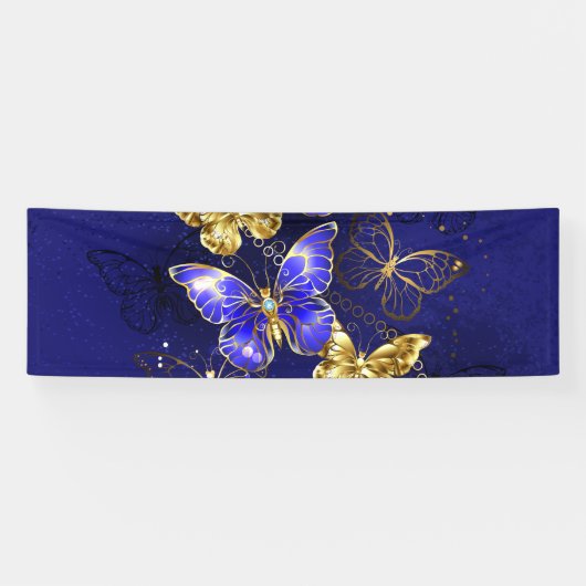 Compositie met Sapphire Butterflies Spandoek (Horizontaal)