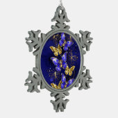 Compositie met Sapphire Butterflies Tin Sneeuwvlok Ornament (Links)