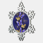 Compositie met Sapphire Butterflies Tin Sneeuwvlok Ornament (Rechts)