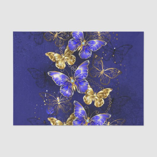 Compositie met Sapphire Butterflies Tissuepapier (Voorkant)