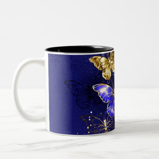 Compositie met Sapphire Butterflies Tweekleurige Koffiemok (Links)