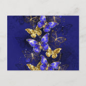 Compositie met Sapphire Butterflies Uitnodiging Briefkaart (Voorkant)