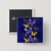 Compositie met Sapphire Butterflies Vierkante Button 5,1 Cm (Voorkant /achterkant)