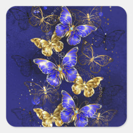 Compositie met Sapphire Butterflies Vierkante Sticker