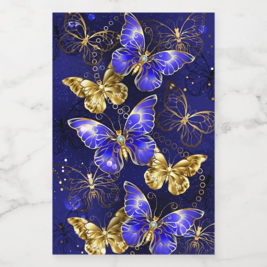 Compositie met Sapphire Butterflies Voedselcontainer Etiket (Enkel label)