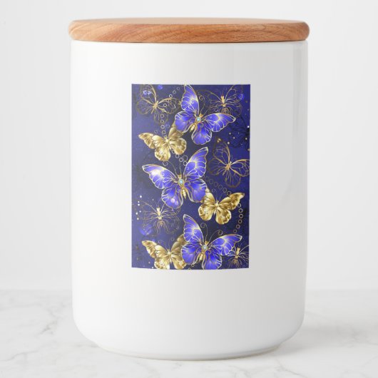 Compositie met Sapphire Butterflies Voedselcontainer Etiket (Voorkant)