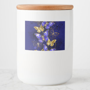 Compositie met Sapphire Butterflies Voedselcontainer Etiket