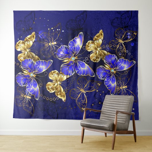 Compositie met Sapphire Butterflies Wandkleed (In Situ (horizontaal))