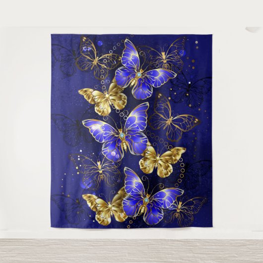 Compositie met Sapphire Butterflies Wandkleed (Voorkant)