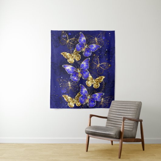 Compositie met Sapphire Butterflies Wandkleed (In situ)