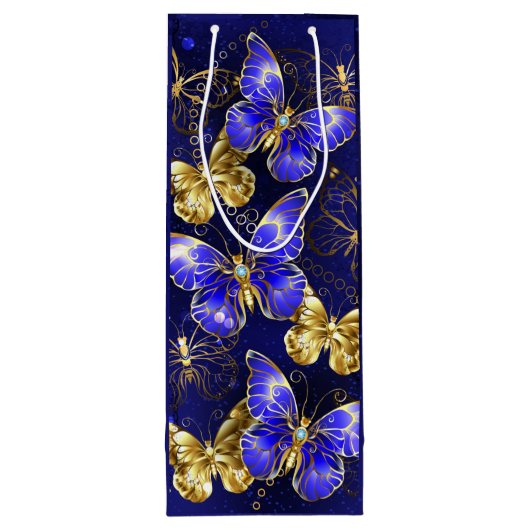 Compositie met Sapphire Butterflies Wijn Cadeautas (Achterkant)