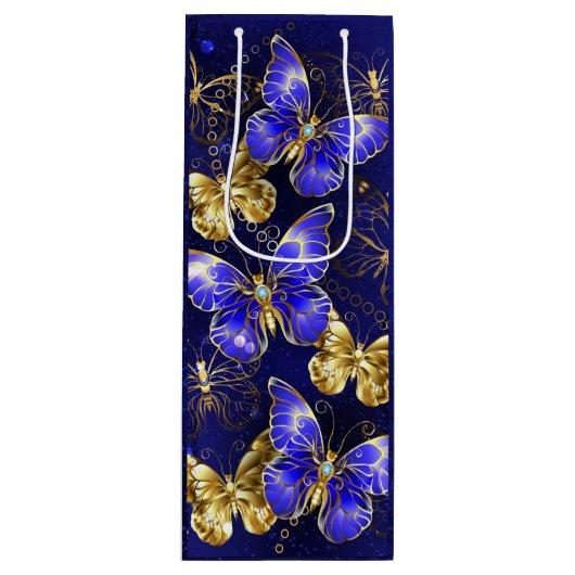 Compositie met Sapphire Butterflies Wijn Cadeautas (Voorkant)