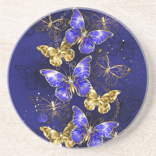 Compositie met Sapphire Butterflies Zandsteen Onderzetter (Voorkant)