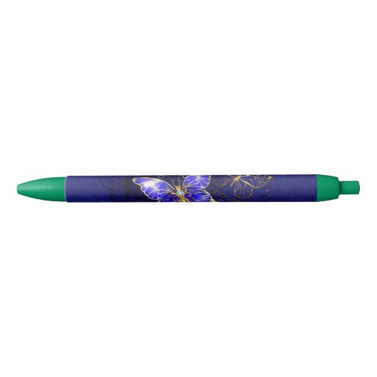 Compositie met Sapphire Butterflies Zwarte Inkt Pen (Voorkant)